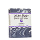 Labeled Cedar scented Zum Bar Soap with white and black colored swirls.