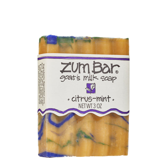 Yellow Citrus-Mint Zum Bar with purple and green swirls