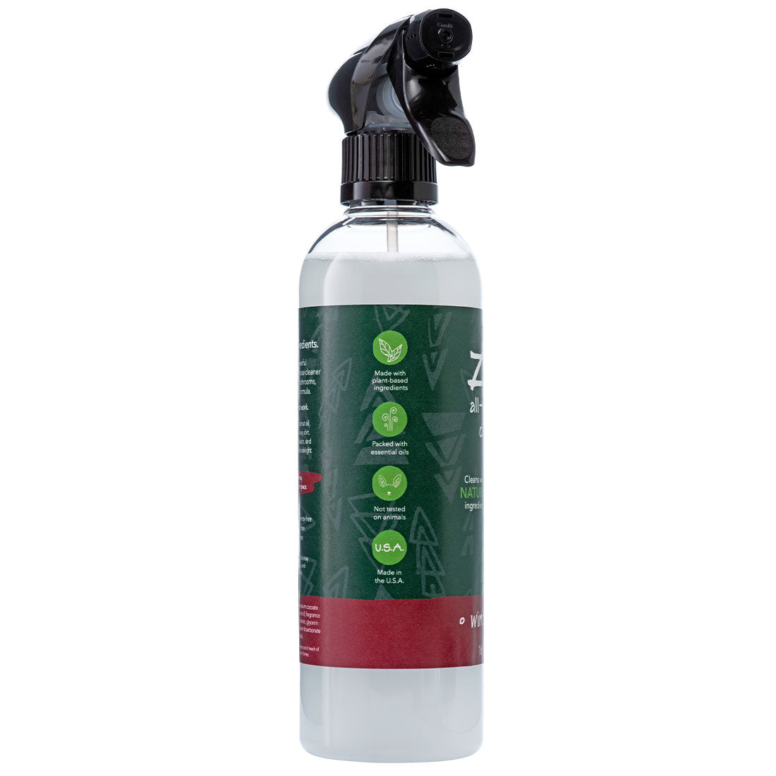 Side panel of all-purpose cleaner with green Winter Pine Label.