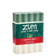 Front Shot of Zum Winter Pine Goat's Milk Soap. White Bar with green streak at top with label.