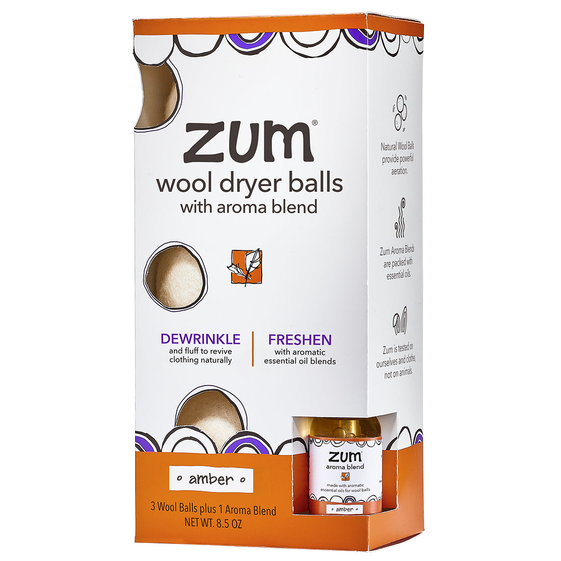 Amber Wool Dryer Ball Box it on white background